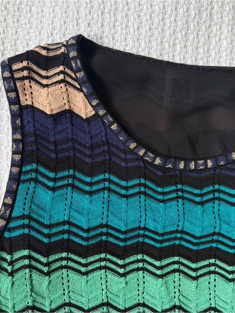 Missoni Blue and Black Skirt + Top Knit Set Flawed Size 38 XS